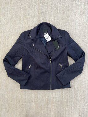 NWT Kut From The Kloth Blue Faux Suede Moto Jacket S